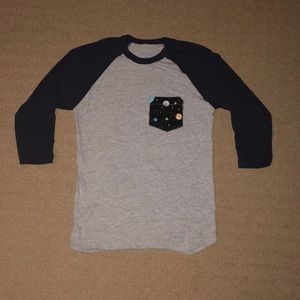 Women's Gray and Black Raglan Top with Pocket